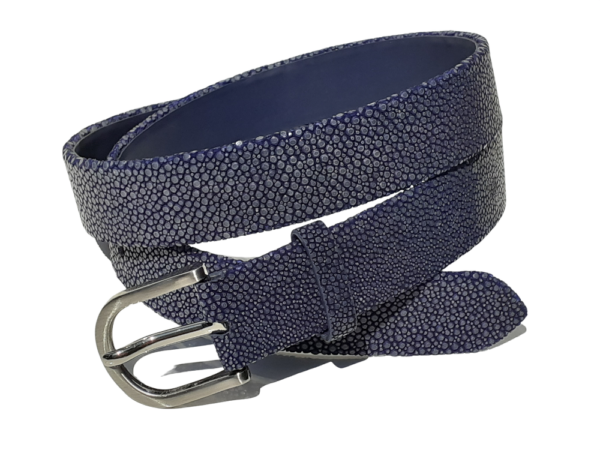 women blue leather belt